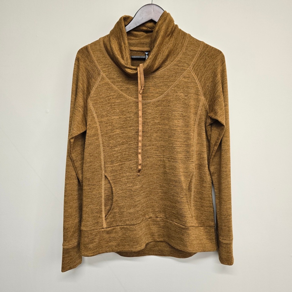 KUHL Lea Pullover Womens Medium Brown Cowl Neck‎ Kangaroo Pocket Gorpcore Hiking